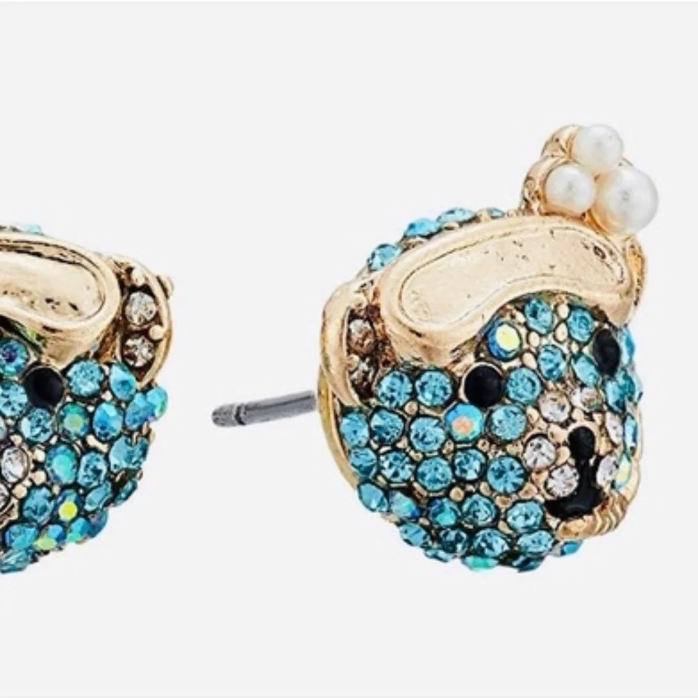 Betsey Johnson Blue Scuba Bear Stud Earrings - Picture 4 of 4